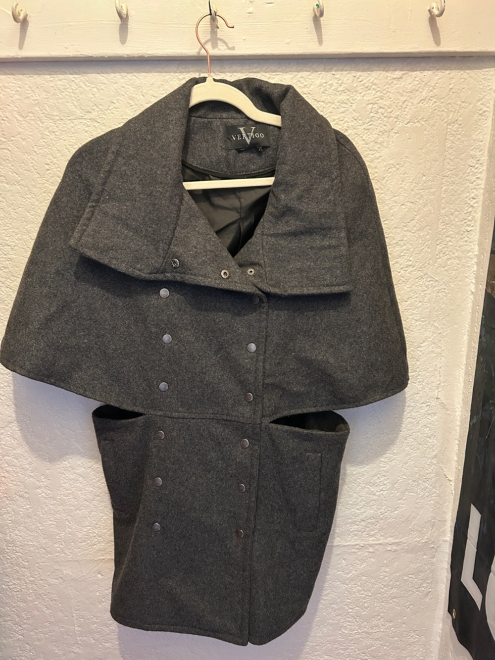 Vertigo Paris Dark Gray Wool Cape Coat